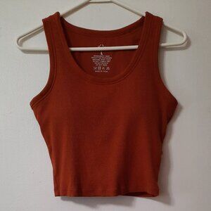 Rust Ribbed Crop Tank Top - Women